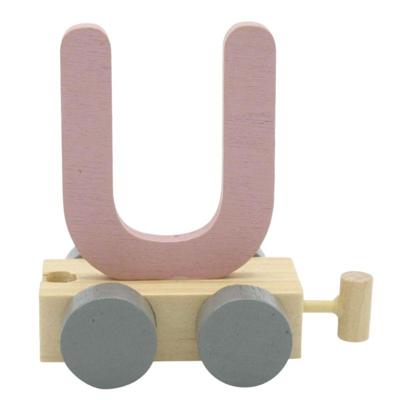 JeP kids houten treinletter U-roze