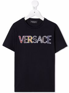 Versace Kids t-shirt à logo appliqué - Bleu