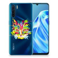 OPPO A91 Telefoonhoesje met Naam Cat Color - thumbnail