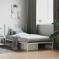 Bedframe met hoofdbord metaal wit 107x203 cm