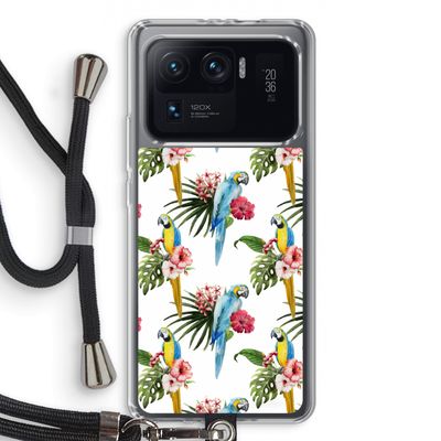 Kleurrijke papegaaien: Xiaomi Mi 11 Ultra Transparant Hoesje met koord