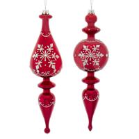 Ornament rood wit plastic h8 cm - Kurt s adler