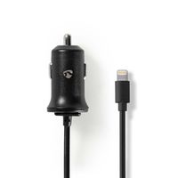 Auto-oplader | 2,4 A | Vaste kabel | Apple Lightning | Zwart