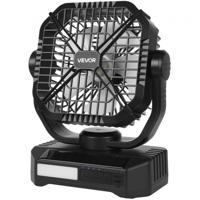 VEVOR 10400 mAh Solar Ventilator, Campingventilator met Zonnepaneel en LED-lantaarn, 7 W, 20 cm, Draagbare oplaadbare batterij, 4 snelheden en stille werking voor picknicks, barbecues, vissen en reizen.