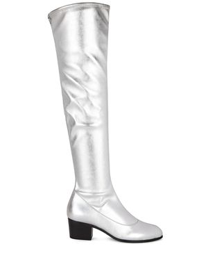 Giuseppe Zanotti bottes métallisées à talon épais - Argent