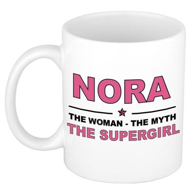 Nora cadeau mok - Woman Myth Supergirl - naam koffiemok - 300 ml - collega - moederdag
