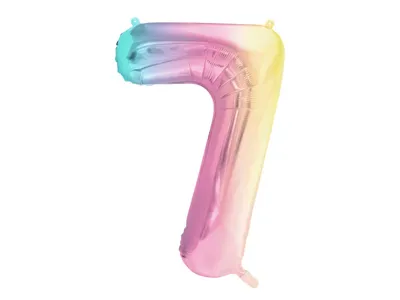 Pastel Regenboog Folieballon Cijfer 7 (86cm)