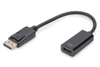 Digitus DB-340400-001-S DisplayPort / HDMI Adapter [1x DisplayPort stekker - 1x HDMI-bus] Zwart Rond, Afgeschermd (dubbel), Afsluitbaar 15.00 cm