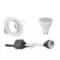 LED Spot Set - Trion - GU10 Fitting - Inbouw Rond - Mat Wit - 6W - Natuurlijk Wit 4200K - Kantelbaar Ø83mm