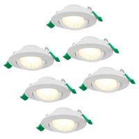 Set van 6 Prado dimbare LED-inbouwspots - 6 watt 570 lumen - CCT instelbare lichtkleur 2700K/4000K/6000K - lage inbouwdiepte 25 mm - rond - IP20 voor gebruik binnenshuis - Wit