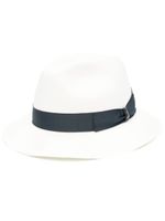 Borsalino chapeau en paille tressée à ruban - Blanc - thumbnail