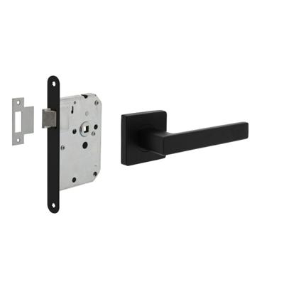 Intersteel Deurbeslag set Loopslot zwart met Deurkruk Hera op rozet Zwart