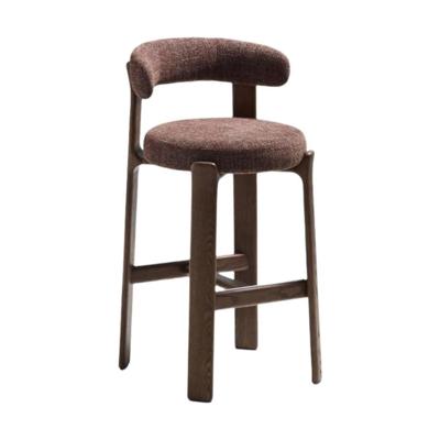 Kave Home Granite barkruk H75 chenille Bruin/walnoot