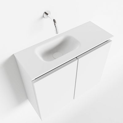 Toiletmeubel Mondiaz Ture | 60 cm | Meubelkleur Talc | Eden wastafel Talc Links | Zonder kraangat