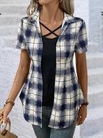 Cross Neck Casual Cotton Shirt - thumbnail