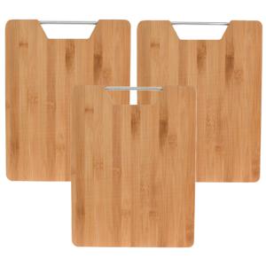 Snijplank bamboe hout - 3x - met handvat - 32 x 25 cm - keuken serveerplanken