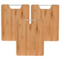 Snijplank bamboe hout - 3x - met handvat - 32 x 25 cm - keuken serveerplanken