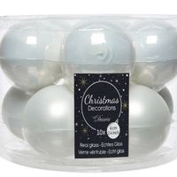 Kerstboomversiering winter witte kerstballen van glas 6 cm 10 stuks - Kerstbal - thumbnail