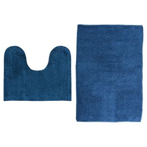 MSV Badkamerkleedje/badmatten set - voor op de vloer - blauw - 45 x 70 cm/45 x 35 cm - Badmatjes
