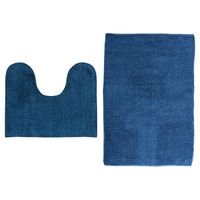 MSV Badkamerkleedje/badmatten set - voor op de vloer - blauw - 45 x 70 cm/45 x 35 cm - Badmatjes - thumbnail