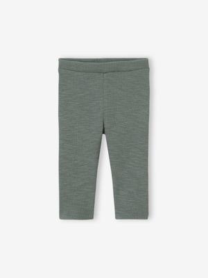 Baby legging in geribbelde tricot groen