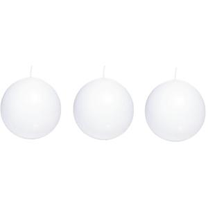 Trend Candles Bolkaars glad - 3x - wit - 7 cm - 16 branduren - ronde kaarsen