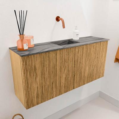 Toiletmeubel Mondiaz Joya Dlux | 90 cm | Meubelkleur Oak | Faye wastafel Sombra Wasbak Midden | Zonder kraangat(en)