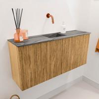 Toiletmeubel Mondiaz Joya Dlux | 90 cm | Meubelkleur Oak | Faye wastafel Sombra Wasbak Midden | Zonder kraangat(en)