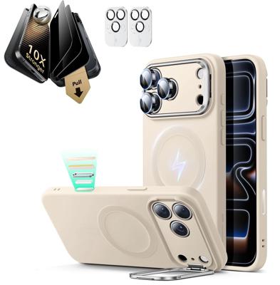 iPhone 17 Pro Max Bundle Cloud Soft Magnetic Case (Stash Stand) and Armorite Pro Privacy Screen Protector - Light Tan iPhone 17 Pro Max Bundle Cloud Soft Magnetic Case (Stash Stand) and Armorite Pro Privacy Screen Protector - Light Tan