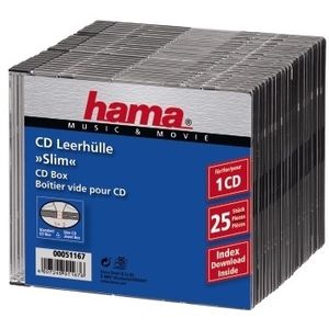 Hama CD Slim Box, black, pack of 25 pcs 1 schijven Zwart