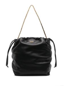 Moschino sac porté épaule Shopper en cuir à logo appliqué - Noir