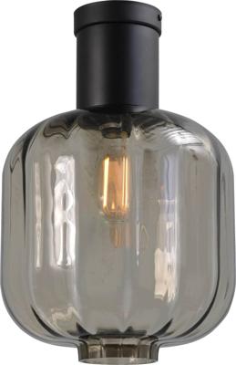 Masterlight Design plafondlampLett lll 28cm zwart met smoke glas - 5160-05-05-28
