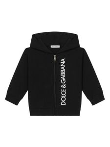 Dolce & Gabbana Kids hoodie zippé à logo imprimé - Noir