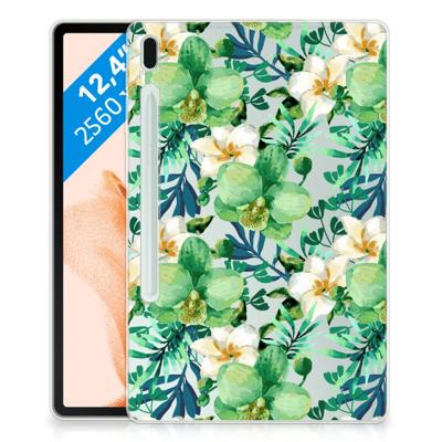 Samsung Galaxy Tab S7FE | Siliconen hoesje | Orchidee Groen