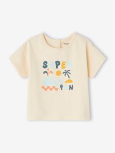 Babyshirt "Super fun" met korte mouwen ecru