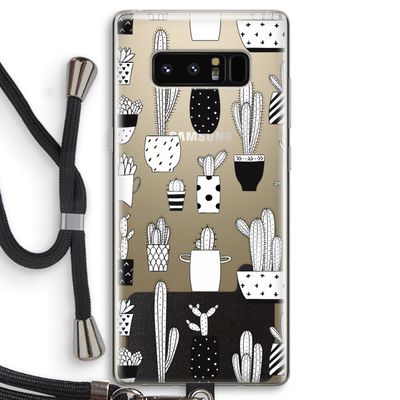 Cactusmotief: Samsung Galaxy Note 8 Transparant Hoesje met koord