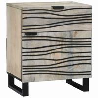 Nachtkastje Wit en zwart 50 x 33 x 60 cm massief mangohout