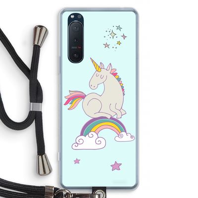 Regenboog eenhoorn: Sony Xperia 5 II Transparant Hoesje met koord