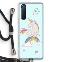 Regenboog eenhoorn: Sony Xperia 5 II Transparant Hoesje met koord