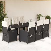 9-delige Tuinset poly rattan zwart