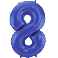 Folie ballon van cijfer 8 in het blauw 86 cm - thumbnail