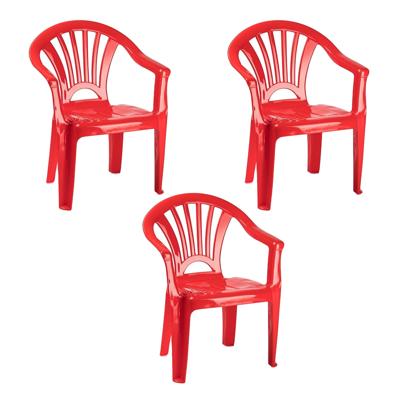 Trendoz Stoeltje voor kinderen - 3x - rood - 50 cm - binnen en buiten - kunststof