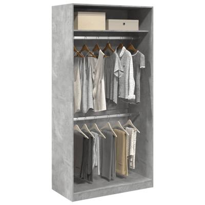 Kledingkast 100x50x200 cm bewerkt hout betongrijs