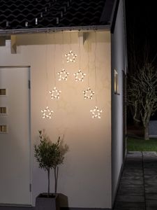 Lichtgordijn voor buiten - 7 sterren - 70 LEDs - Warm wit - 0.7 meter - Kerstverlichting