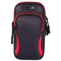 Multifunctionele universele dubbellaagse rits sport arm Case telefoon tas met oortelefoon gat voor 6 6 inch of onder smartphones (rood)