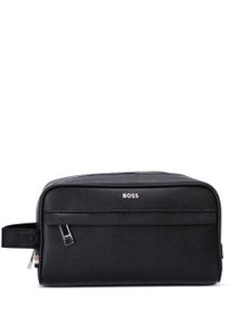 BOSS trousse de toilette en cuir - Noir