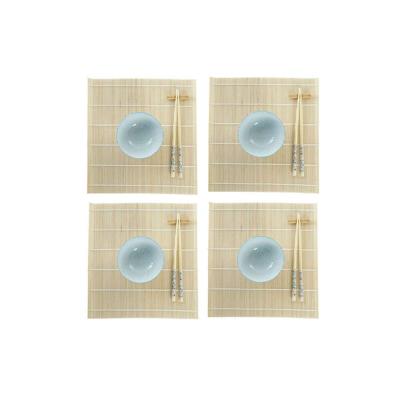 Sushi-set DKD Home Decor 14,5 x 14,5 x 31 cm Blauw Wit Keramiek Orientaals (16 Onderdelen)