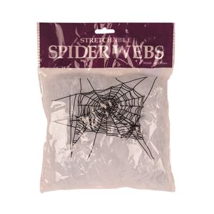 Decoratie spinnenweb/spinrag met spinnen - 20 gram - wit - Halloween/horror versiering