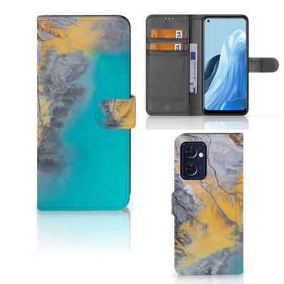 OPPO Find X5 Lite | Reno 7 5G | Bookcase | Marble Blue Gold