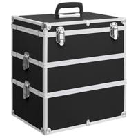 VidaXL Make-up koffer 37x24x40 cm aluminium zwart VidaXL Make-up koffer 37x24x40 cm aluminium zwart